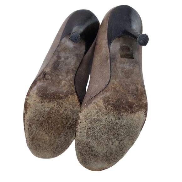 Dolce & Gabbana Pumps 40 Made in Italy Peep Toe Brown Stiletto Heel Shoe Leather - Picture 10 of 11